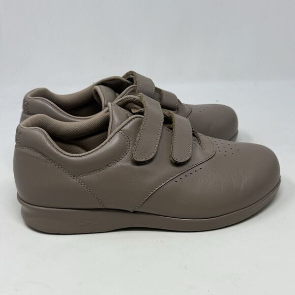 SAS Me Too Shoes Womens 7.5 WW Extra Wide Brown Leather Hook Loop Straps Comfort - Picture 1 of 16